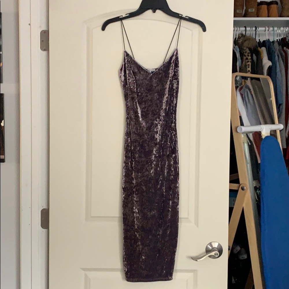 Spaghetti strap velour slip dress